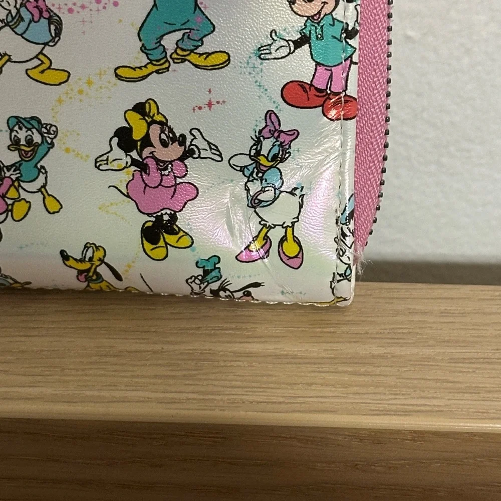 Loungefly Disney 100 Mickey and Friends Classic AOP Iridescent Zip Around Wallet - Picture 3 of 13